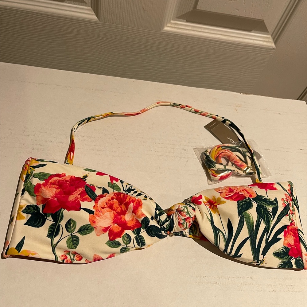 J Crew Knotted Bandeau Bathing Suit Top Floral
